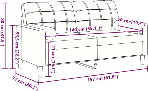 vidaXL vidaXL 2-osobowa sofa z poduszkami, ciemnoszara, 140 cm, aksamit