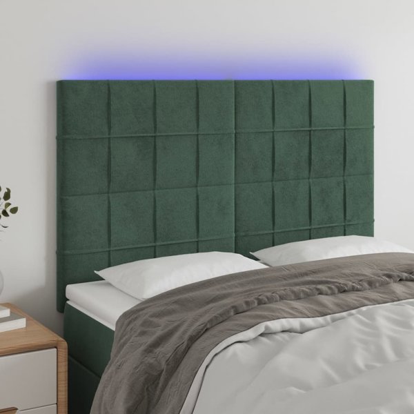 vidaXL Κεφαλάρι κρεβατιού με LED, σκούρο πράσινο, 144x5x118/128 εκ.