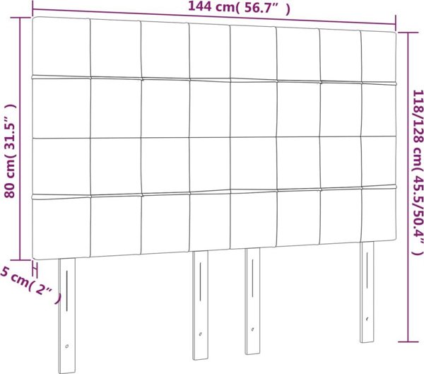 vidaXL Κεφαλάρι κρεβατιού με LED, σκούρο πράσινο, 144x5x118/128 εκ.