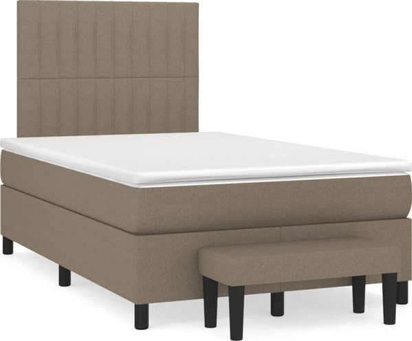 vidaXL Logko kontynentalne z materacem, taupe, tkanina, 120x200 cm