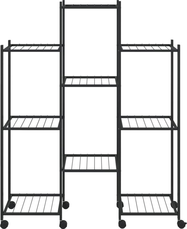vidaXL Φυτοδόχος με ροδάκια, 83x25x103,5 εκ., μαύρος, σιδερένιος