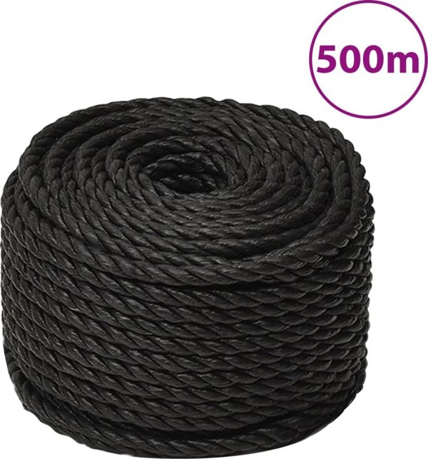 vidaXL vidaXL Linka robocza, czarna, 10 mm, 500 m, polipropylen