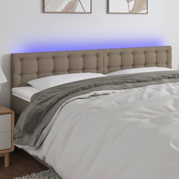 vidaXL Zaglowek do lozka z LED taupe 160x5x78/88 cm tkanina