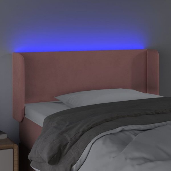 vidaXL Κεφαλάρι Κρεβατιού με LED, Ροζ, 103x16x78/88 cm, Βελούδο