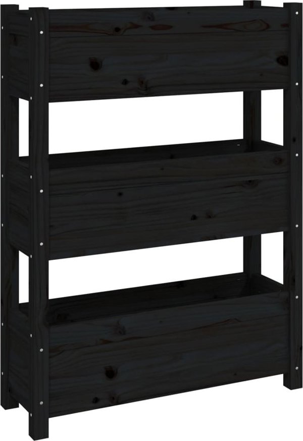 vidaXL Donica, czarna, 77x25x104,5 cm, lite drewno sosnowe