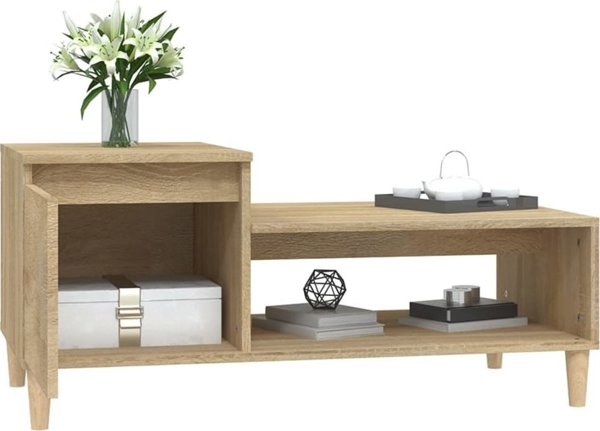 vidaXL Τραπεζάκι καφέ, δρυς Sonoma 100x50x45 cm, συνθετικό ξύλο