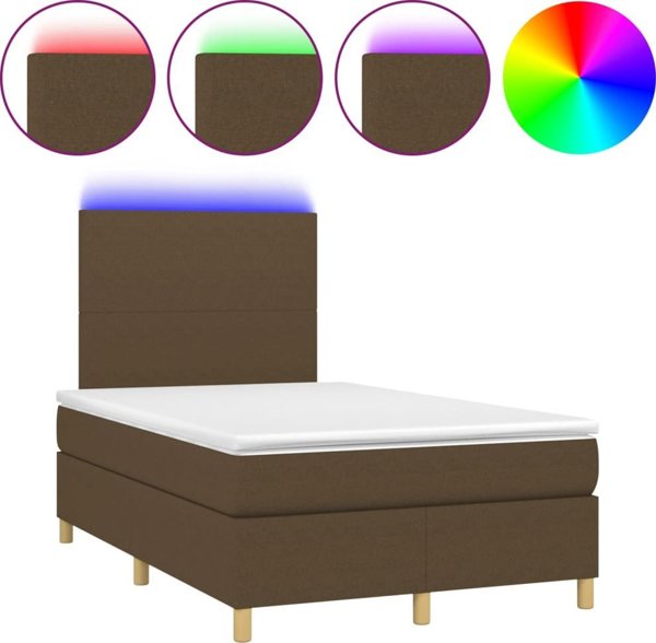 vidaXL Kρεβάτι Kontynentalne με Στρώμα, Καφέ, 120x200 cm, Υφασμα