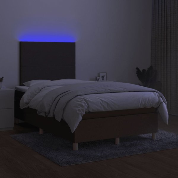 vidaXL Kρεβάτι Kontynentalne με Στρώμα, Καφέ, 120x200 cm, Υφασμα