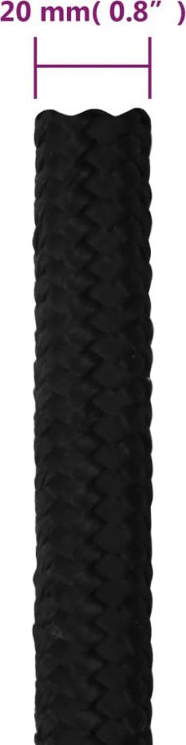 vidaXL vidaXL Linka robocza, czarna, 20 mm, 25 m, poliester