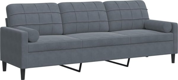 vidaXL 3-osobowa sofa z poduszkami, ciemnoszara, 210 cm, aksamit