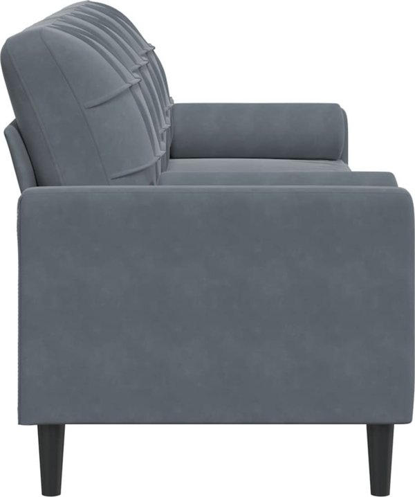 vidaXL 3-osobowa sofa z poduszkami, ciemnoszara, 210 cm, aksamit