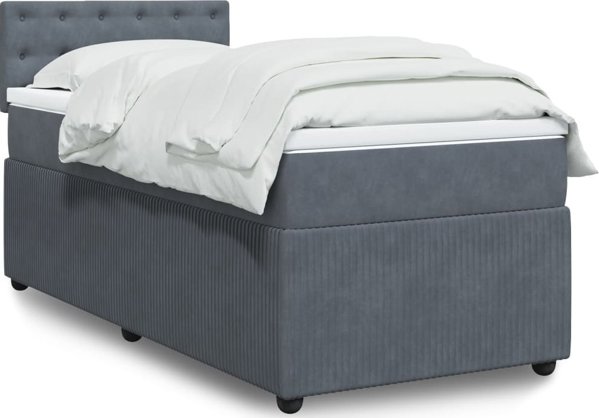 vidaXL Lozko kontynentalne z materacem ciemnoszary aksamit 100x200 cm