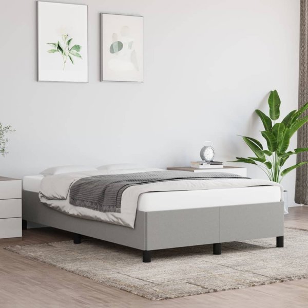 vidaXL Rama κρεβατιού, ανοιχτό γκρι, 120x200 εκ, υφασμάτινη επένδυση