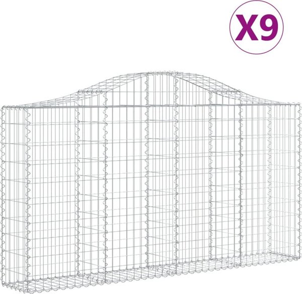 vidaXL Kosze gabionowe, 9 τεμ, 200x30x100/120 εκ, γαλβανισμένο σίδερο