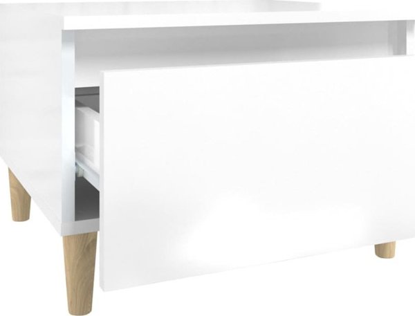 vidaXL Stolik boczny, bialy z polyskiem, 50x46x35 cm