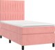 vidaXL Kρεβάτι kontynentalne με στρώμα, ροζ, ακαμίσιο, 90x200 cm