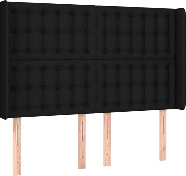 vidaXL Κρεβάτι Κολονιέ με Στρώμα, Μαύρο, 140x200 εκ., Ύφασμα