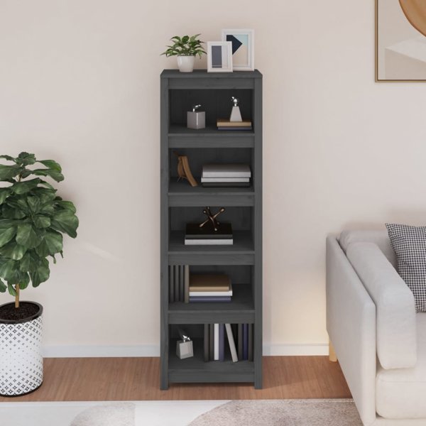 vidaXL Ράφι Βιβλίων, γκρι, 50x35x154 εκ, από μασίφ πεύκο