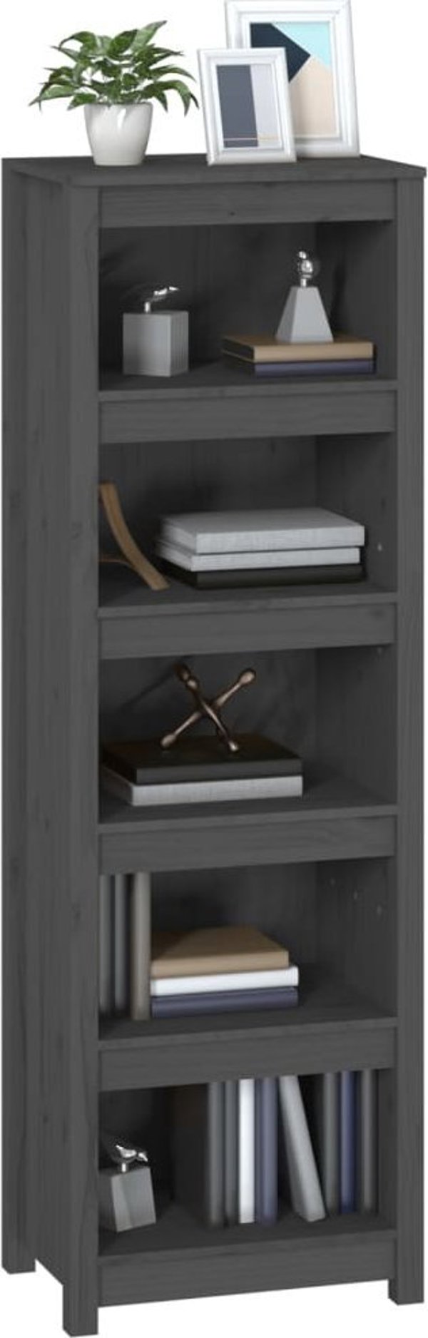 vidaXL Ράφι Βιβλίων, γκρι, 50x35x154 εκ, από μασίφ πεύκο