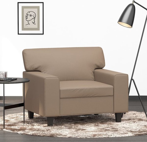 vidaXL Fotel kolor cappuccino 60 cm obity sztuczna skora