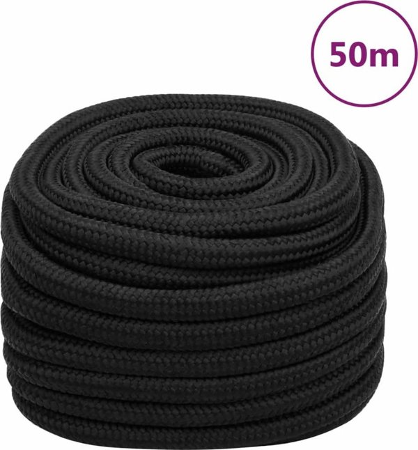 vidaXL Ναυτικό σχοινί, μαύρο, μονόχρωμο, 20 mm, 50 m, πολυπροπυλένιο