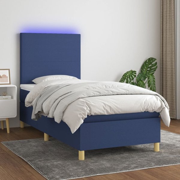 vidaXL Κρεβάτι Continental με Στρώμα, Μπλε, 100x200 εκ, Ύφασμα