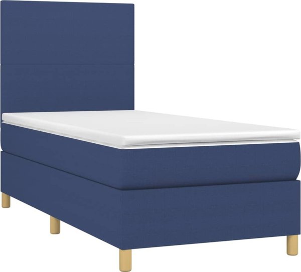 vidaXL Κρεβάτι Continental με Στρώμα, Μπλε, 100x200 εκ, Ύφασμα