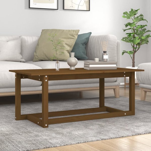 vidaXL Τραπεζάκι καφέ, μελί καφέ, 110x55x45 cm, συμπαγές ξύλο πεύκου