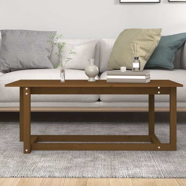 vidaXL Τραπεζάκι καφέ, μελί καφέ, 110x55x45 cm, συμπαγές ξύλο πεύκου
