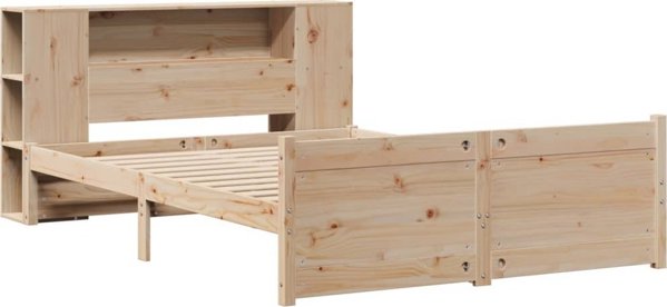 vidaXL κρεβάτι με ράφι από πεύκο, 120x200 εκ., χωρίς στρώμα