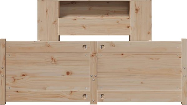 vidaXL κρεβάτι με ράφι από πεύκο, 120x200 εκ., χωρίς στρώμα