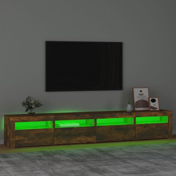 vidaXL Έπιπλο TV με φωτισμό LED, καπνισμένη δρυς, 240x35x40 εκ.