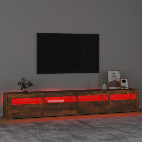 vidaXL Έπιπλο TV με φωτισμό LED, καπνισμένη δρυς, 240x35x40 εκ.