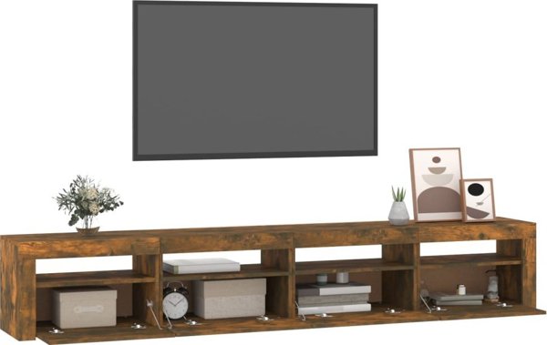 vidaXL Έπιπλο TV με φωτισμό LED, καπνισμένη δρυς, 240x35x40 εκ.