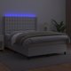 vidaXL Κρεβάτι Κοντινεντάλ με Στρώμα και LED, Λευκό Συνθετικό Δέρμα 140x190 cm