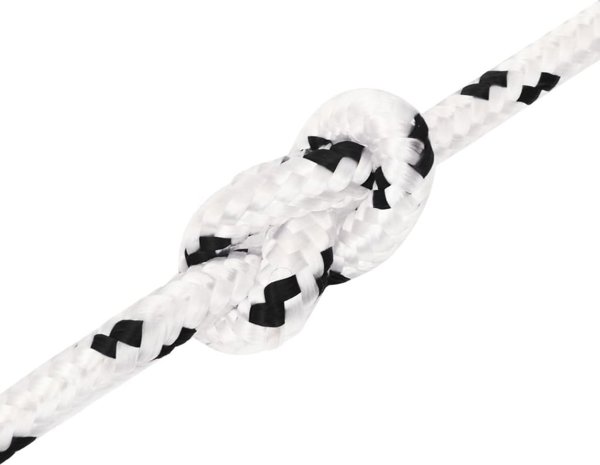 vidaXL Pleciona linka zeglarska, biala, 10 mm x 25 m, poliester