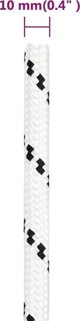 vidaXL Pleciona linka zeglarska, biala, 10 mm x 25 m, poliester