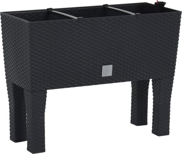 vidaXL Ανυψωμένη ζαρντινιέρα, ανθρακί, 60x25x46 cm, rattan PP