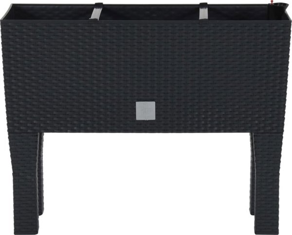vidaXL Ανυψωμένη ζαρντινιέρα, ανθρακί, 60x25x46 cm, rattan PP