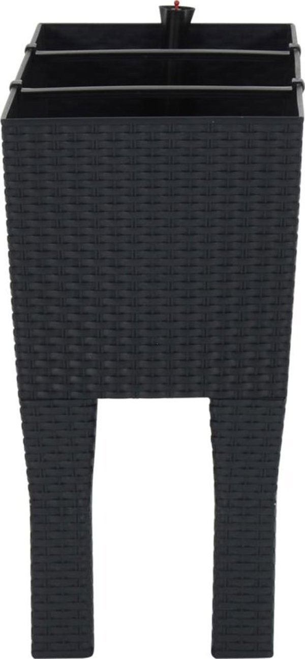 vidaXL Ανυψωμένη ζαρντινιέρα, ανθρακί, 60x25x46 cm, rattan PP