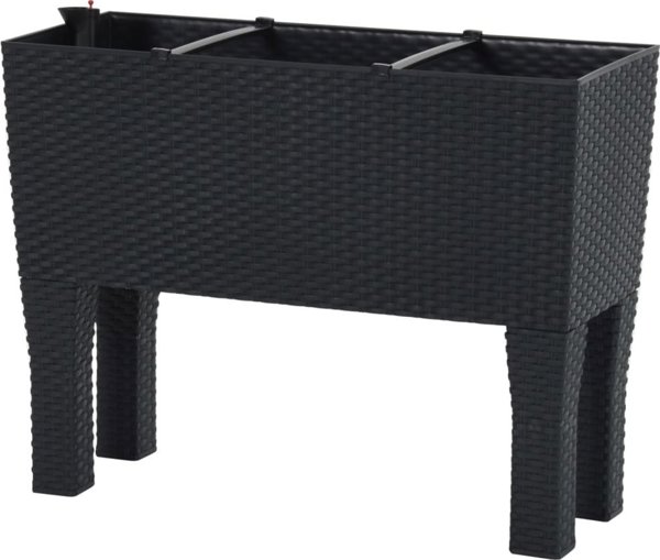 vidaXL Ανυψωμένη ζαρντινιέρα, ανθρακί, 60x25x46 cm, rattan PP