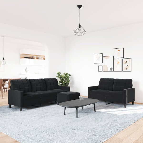 vidaXL Σετ Σαλόνι 3 Τεμαχίων με Βελούδινη Επένδυση Μαύρο