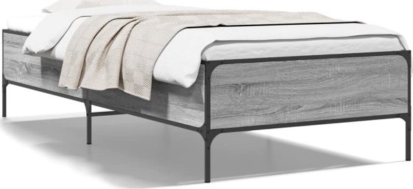 vidaXL Σκελετός κρεβατιού, γκρι Σομόνα δρυς, 90x200 εκ., ξύλινο σύνθετο υλικό