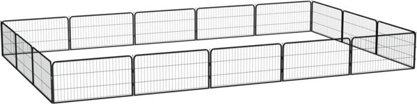 vidaXL vidaXL Kojec dla psa, 16 panele, czarny, 100x50 cm, stal