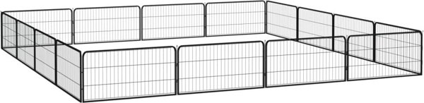 vidaXL vidaXL Kojec dla psa, 16 panele, czarny, 100x50 cm, stal