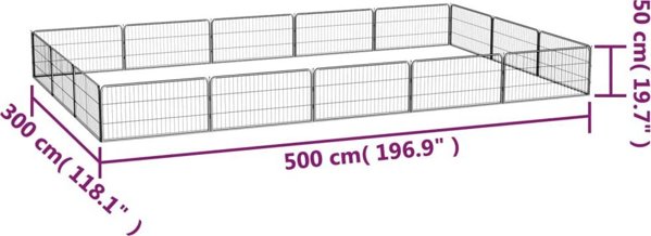 vidaXL vidaXL Kojec dla psa, 16 panele, czarny, 100x50 cm, stal