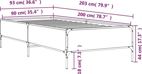 vidaXL Rama κρεβατιού Sonoma 90x200 cm
