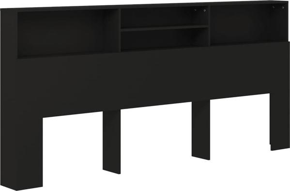 vidaXL Κεφαλάρι κρεβατιού με ράφια, μαύρο, 220x19x103,5 cm
