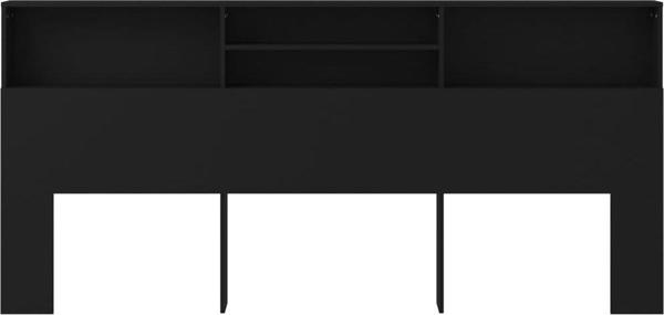 vidaXL Κεφαλάρι κρεβατιού με ράφια, μαύρο, 220x19x103,5 cm