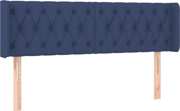 vidaXL Κεφαλάρι Κρεβατιού με LED, Μπλε, 147x16x78/88 εκ, Ύφασμα